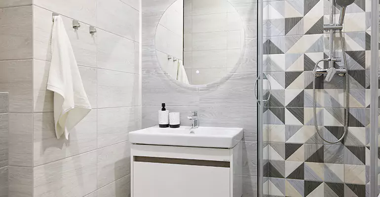 Modern Small Bathroom Walk-In Shower Remodel in Bristol